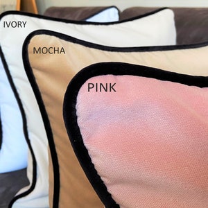 Pink Velvet Throw Pillow Cover, Black Cord Pillow, Modern Decor Living room, 20x20 Pink Pillow, 50x50  Pink cover, Baby room, (Only Cover)
