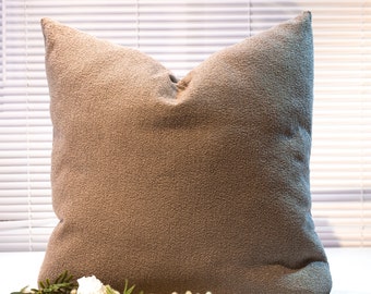 Mink Color Boucle Fabric Pillow Covers, Boucle Throw Pillow Cover, Puffy Boucle Pillow Cover, Boucle Pillow Lumbar, 20x20, 12x24, 18x18,