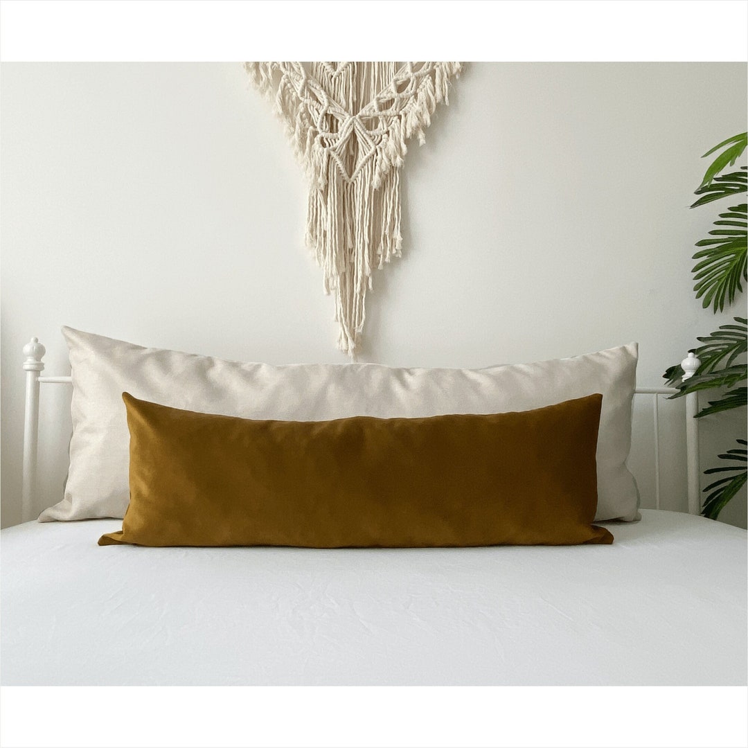 Rust Embroidered Extra Long Lumbar Pillow