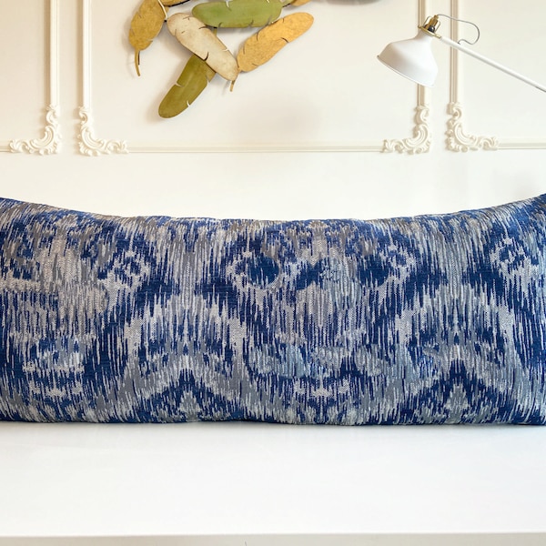 Navy Blue Color Body Pillow Cover, Ikat Pattern Pillows, Decorative Large Pillows, 12x20, 12x36, 20x54, 20x60, 18x18, 20x20  (Only Cover)