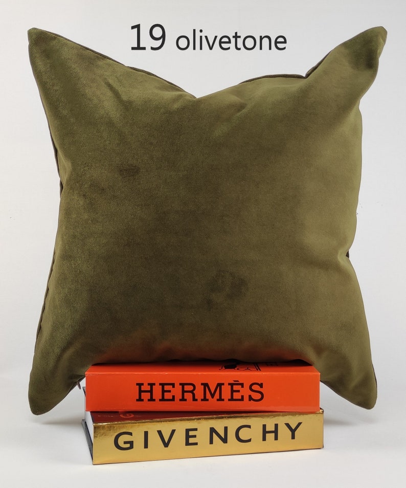 Dark Olive Green Velvet Throw Pillow Lumbar Green Pillow Etsy