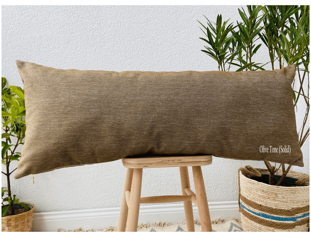 Olive Color Linen Body Pillow Cover, Long Body Pillow Case, Long Linen