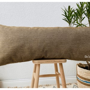 Olive Color Linen body pillow cover, Long body pillow case, Long linen lumbar pillowcase, farmhouse pillow (Only Cover)