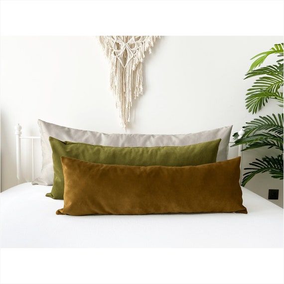 Rust Embroidered Extra Long Lumbar Pillow