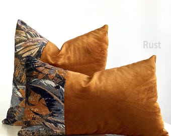 8 different color design pillows, Washable velvet pillow cover, Rust Velvet pillows, black velvet pillows, tan color pillows, gray pillows