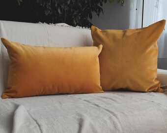 Mustard Yellow Pillow Cover, Yellow Velvet Pillow, All Size Pillows Custom, Mustard Pillow, Velvet Pillow Cover, Velvet Cushion Cover 20x20