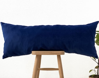 Navy Blue Lumbar Pillow Cover 14x36, Body Pillow Cover 12x20, 30 Different Color Options, (Only Cover)
