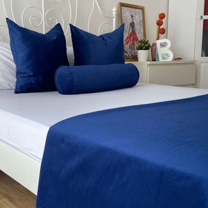Navy Blue Bed Runner, Luxury Velvet Bed Runners For Bedrooms, All Sizes Hotel Bed Runners, Bed Scarf, Twin Full King Queen Size Runner