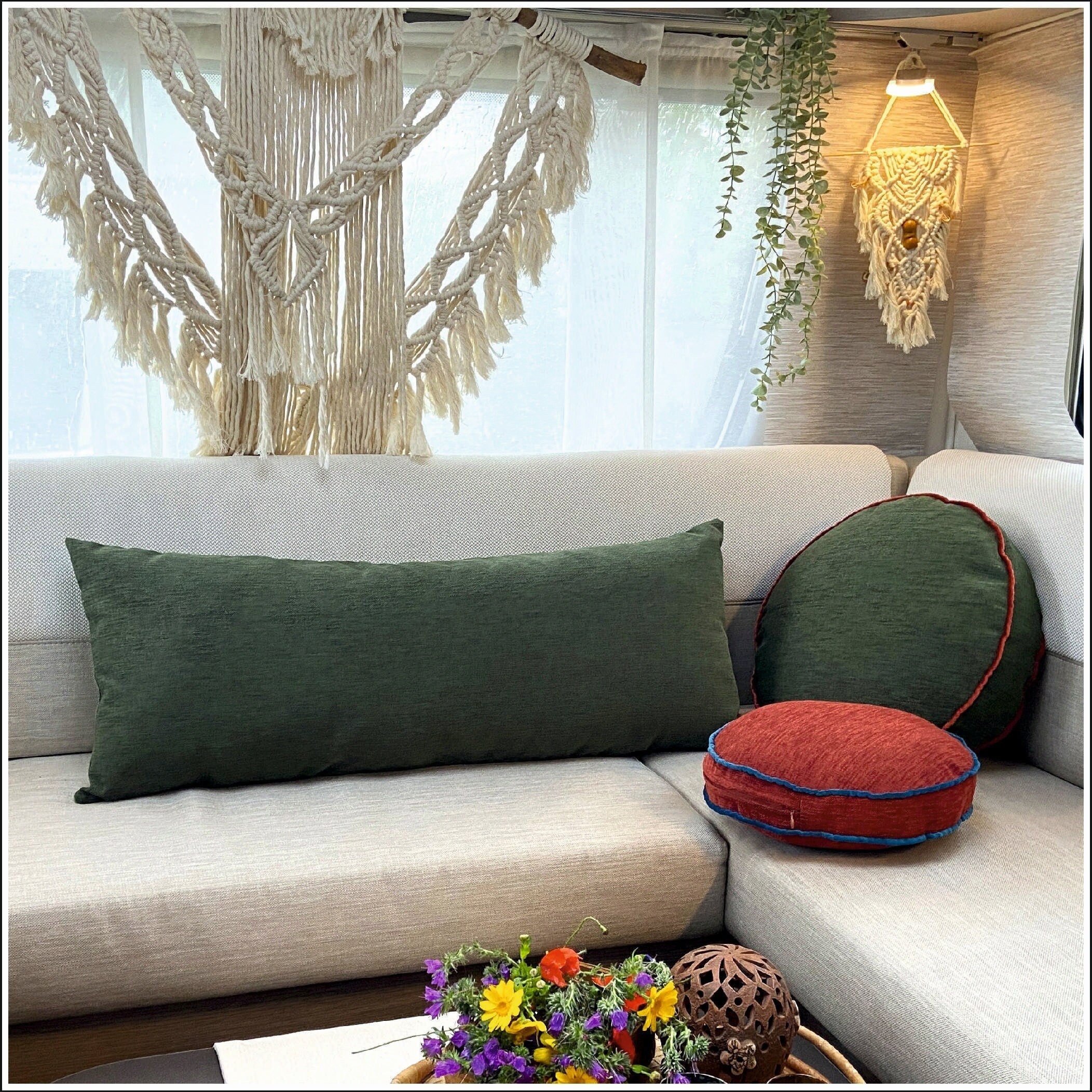 Round linen pillow sale