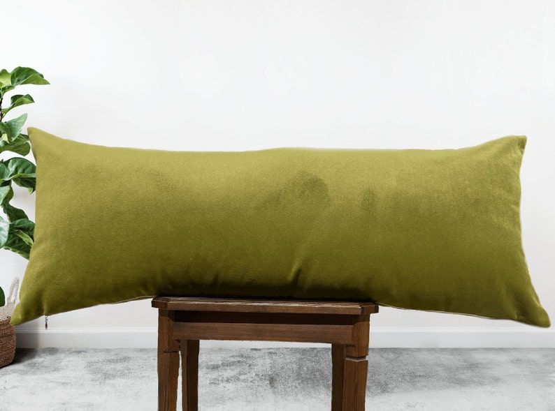 Dark Green Velvet Long Pillow Case 14x36 Luxury Lumbar Pillow Etsy