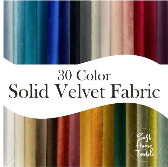 Solid Velvet Upholstery Fabric by Yard meter, 55'' Wide by the Yard, Fabric  for Curtains, Pillow, Furniture, Chairs, Sofa. 30 Colors 