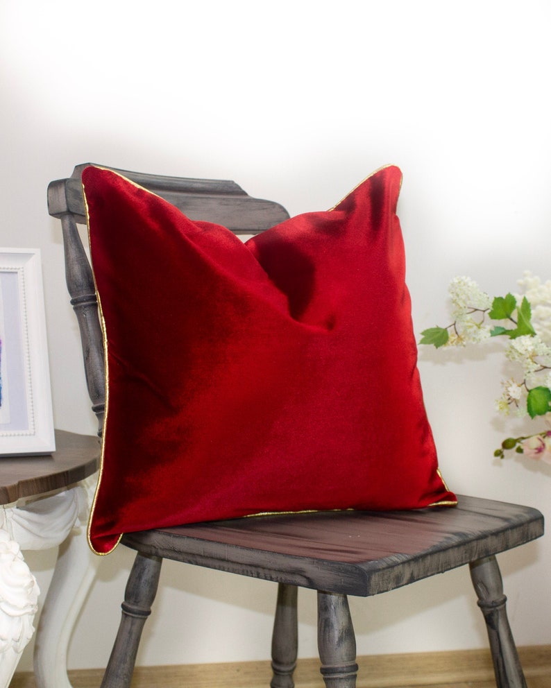 Luxury Red Throw Pillow Shiny Red Decorative Pillows 20x20 Etsy