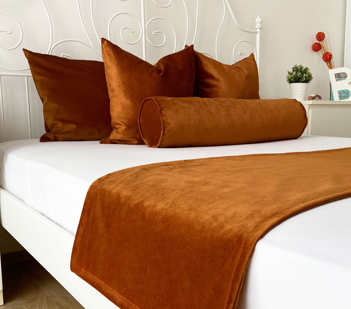 Rust Velvet Pillow Cover All Size Pillows Custom Made Etsy UK
