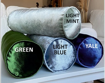 Green, Blue, Mint, Yale and + 13 Best Color  Luxury Velvet Bolster Pillow Cover, Shiny Velvet Sofa Bolster,  (Only Cover)