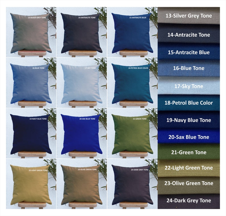 Outdoor Pillow Covers, Outdoor Throw Pillow, Garden Furniture Pillows, Stain Resistant Fabric, All Custom Sizes, Only cover, 22x22, 20x20 image 1