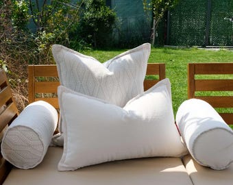 Cushion Set for Outdoor Patio – Sofa & Bolster Pillows – Water Repellent Garden Seating