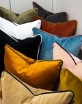 Luxury Velvet Pillow with Piping, Velvet Throw Pillow Cover Any Size, 30 Colors, Zipper Velvet Cushion Cover, 30 color piping options