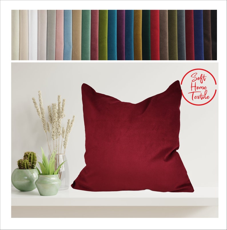 Burgundy Velvet Throw Pillows Burgundy Pillows Velvet Pillow Etsy