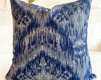 Navy Blue Pillow Covers, Ethnic Pillow Cover, Ikat Pattern Pillows, Decorative Pillows, 16x16, 18x18, 20x20, 22x22, 24x24  (Only Cover)