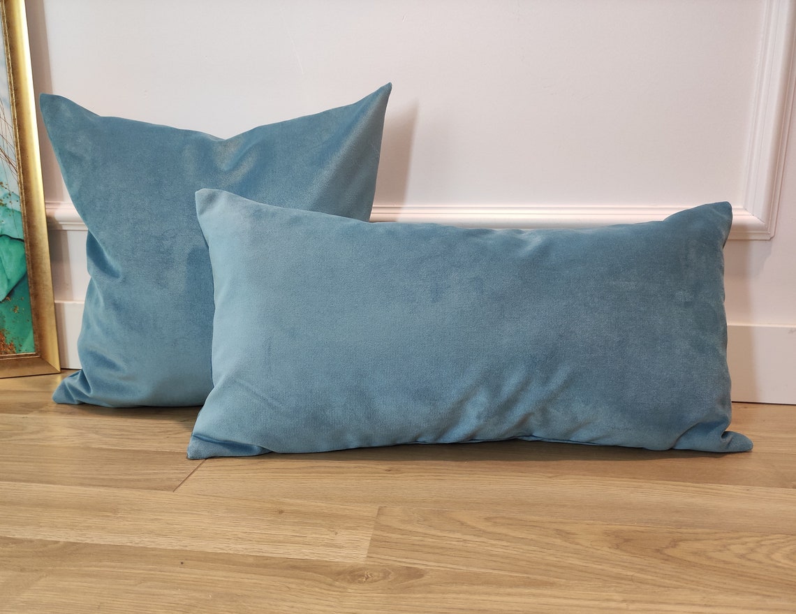Sky Blue Pillow Cover Blue Velvet Pillow All Size Pillows Etsy