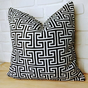 Designer Geometric Pillow Cover,Schumacher Pillow Cover, black white throw pillow, white velvet pillow