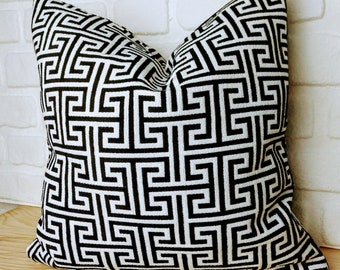 Designer Geometric Pillow Cover,Schumacher Pillow Cover, black white throw pillow, white velvet pillow