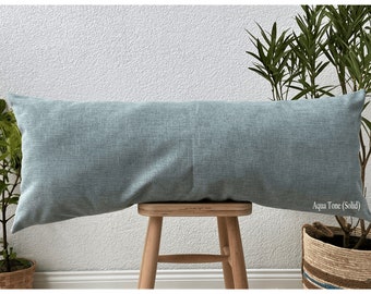 AquaTone Color Linen body pillow cover, Long body pillow case, Long linen lumbar pillowcase, farmhouse pillow (Only Cover)