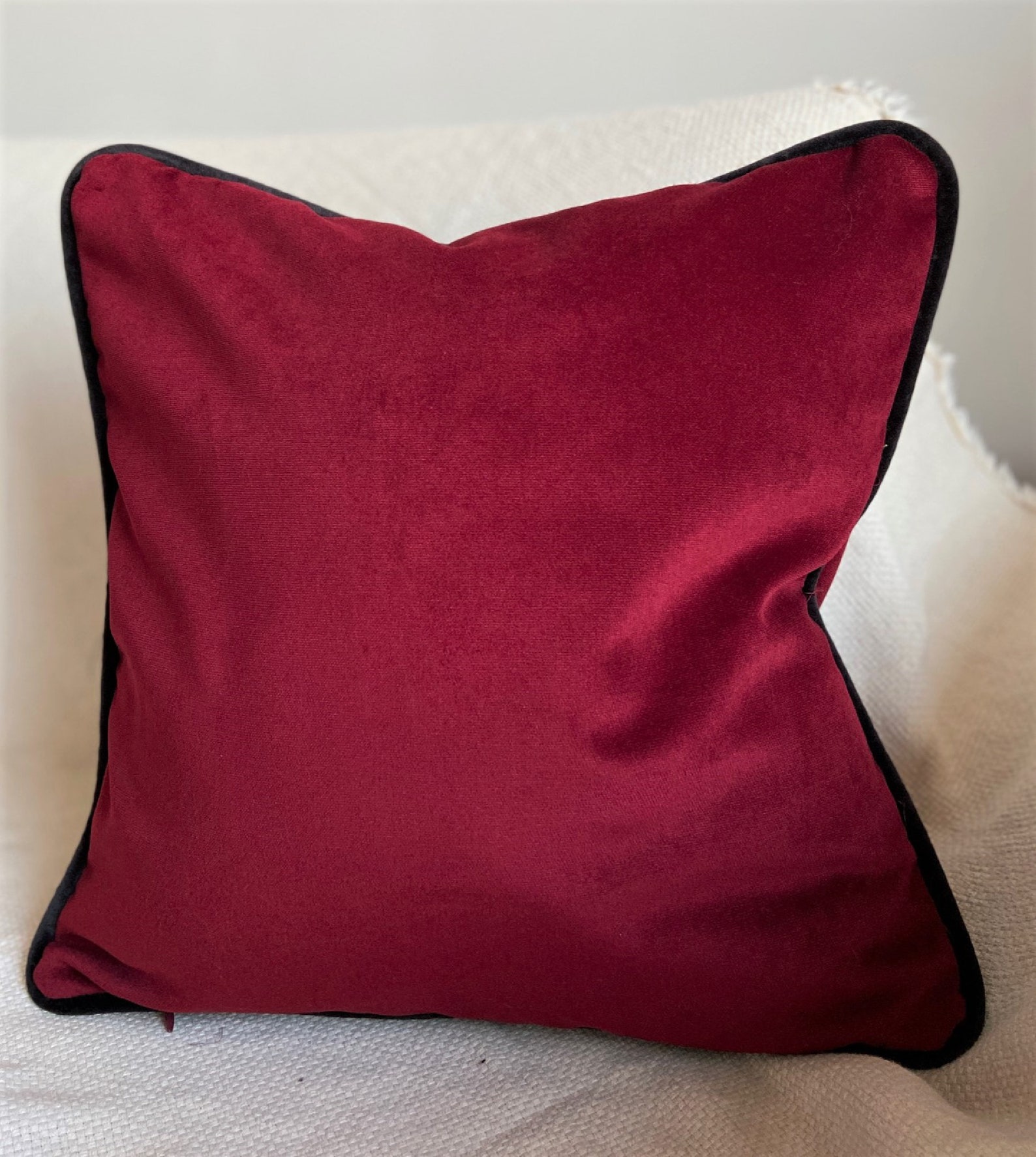 Rust Velvet Pillow Case Corded Throw Pillow Piping Pillow Etsy