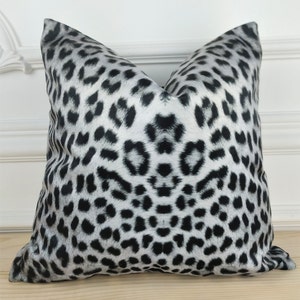 Gray Leopard Velvet Pillow Cover: Decorative Cushion, Lumbar Pillow