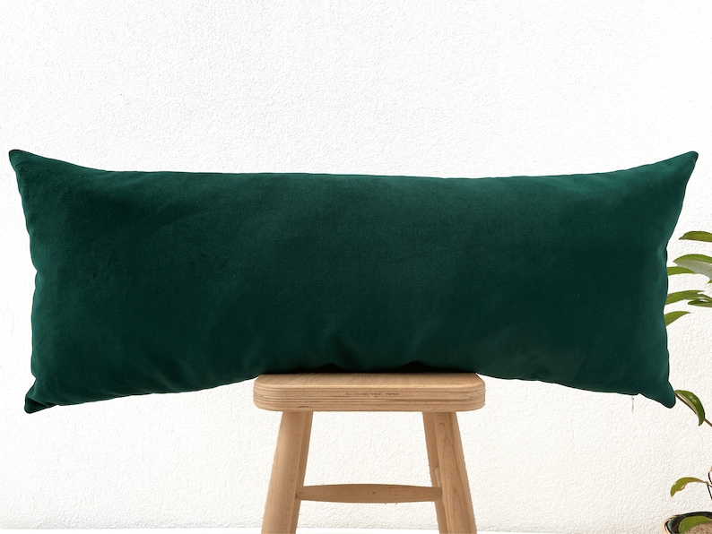 Emerald Green Long Pillow Case 14x36 Lumbar Pillow Cover