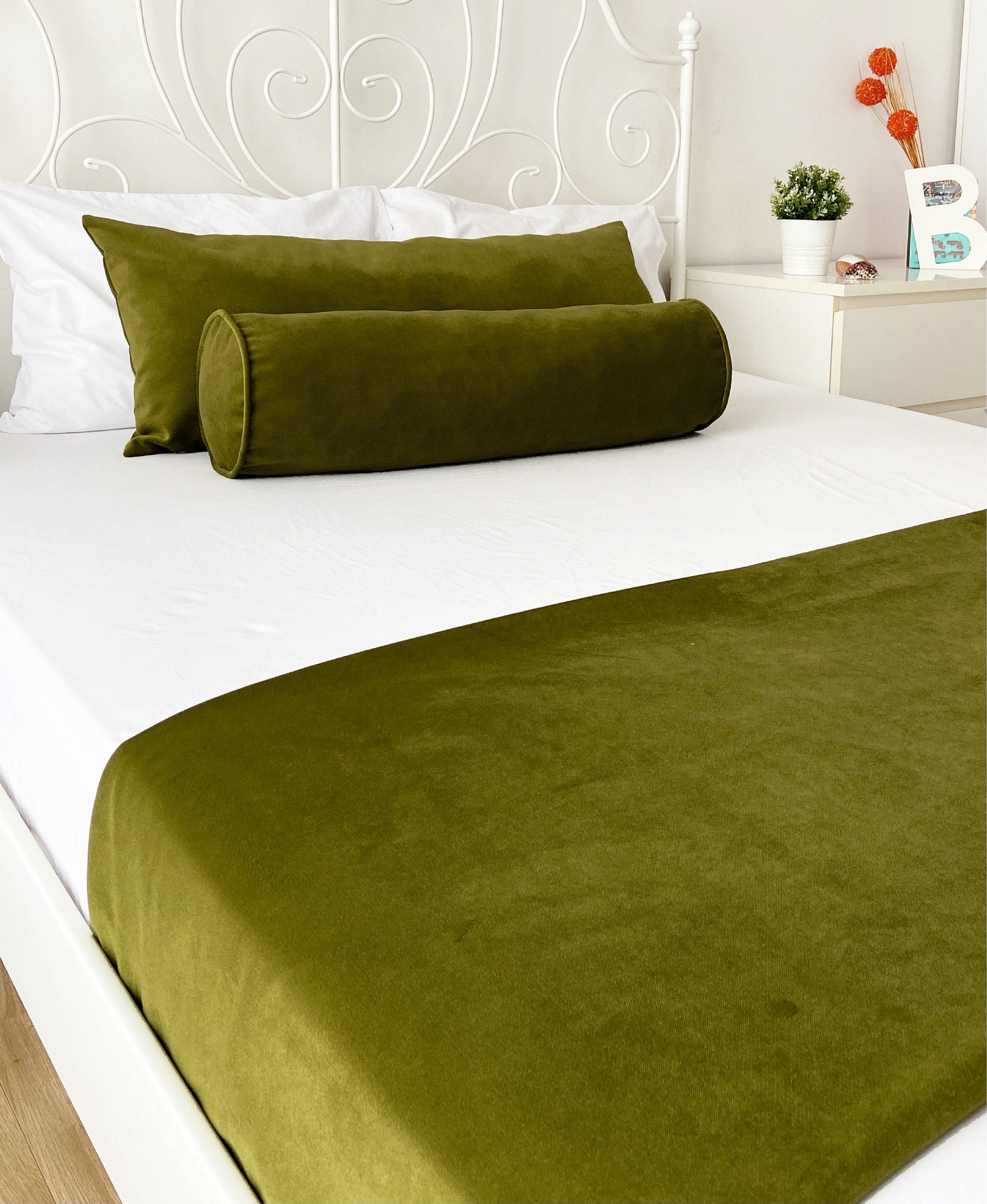 Velvet Bolster Pillow Cover in 30 Different Colors and Sizes Etsy