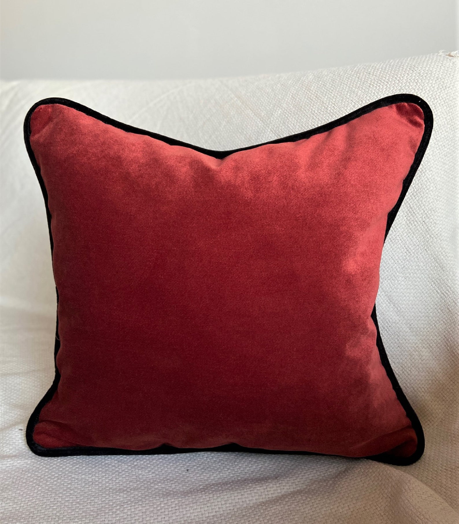 Rust Velvet Pillow Case Corded Throw Pillow Piping Pillow Etsy