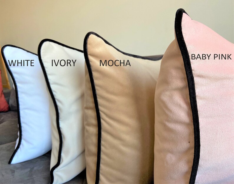 White Velvet Pillow Case Corded Throw Pillow Decorative Pink Etsy