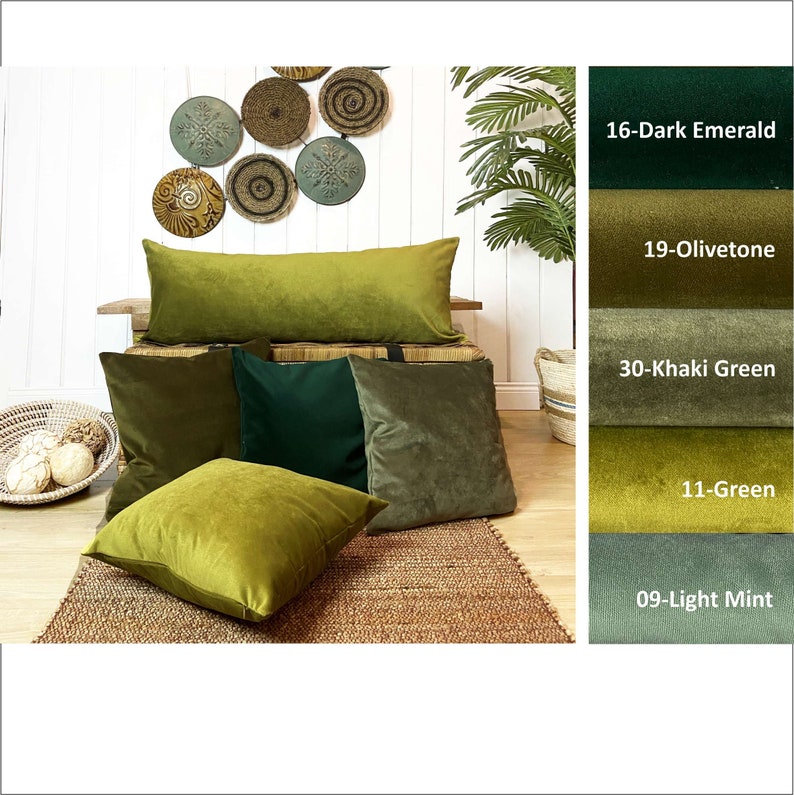 Housse doreiller lombaire verte, oreiller décoratif long corps vert olive, coussin doreiller en velours Lux, oreiller de taille personnalisée, couverture uniquement, 20 22 image 3