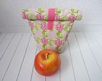 Lunchbag / Brotbeutel / Frühstücksbeutel / Badetasche klein rosa grün