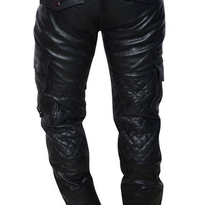 Cargo Casual Quilted Men's Leather Military Pant Genuine - Etsy