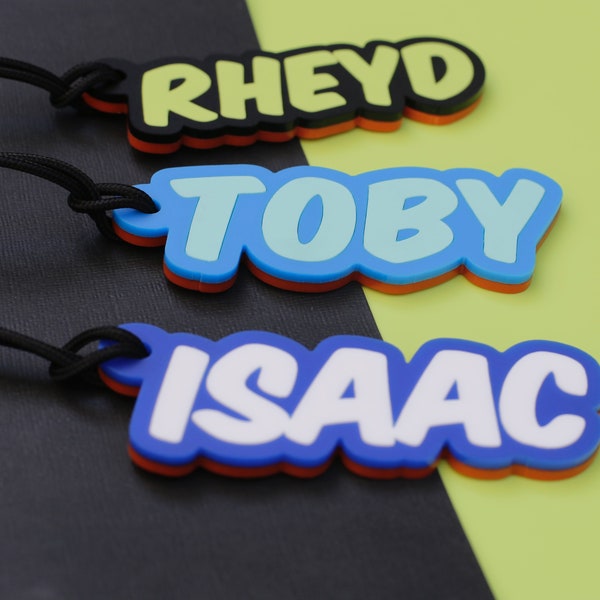 Personalised bag tag multi colour layered acrylic