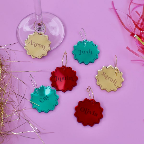 Personalised wine glass tags | Christmas table decoration | drink tags