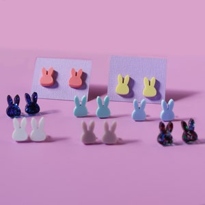 Colourful bunny stud earrings | laser cut acrylic stud earrings