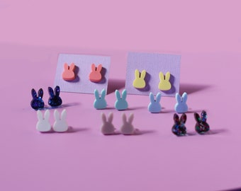 Colourful bunny stud earrings | laser cut acrylic stud earrings