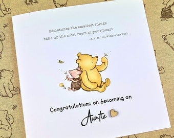 Winnie the Pooh Card | New Baby | Congratulations on becoming an Auntie | Uncle | Any other | Pooh & Piglet Quote | Sentiment Card
