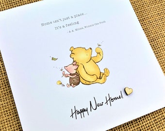 New Home / Moving Card - Good Luck Card - Sentiment - Quote - Winnie the Pooh Classic - 6 x 6 inch card - Text inside Available