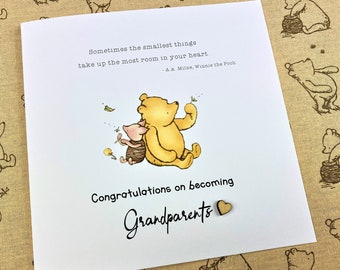 Winnie the Pooh Card | New Baby | Congratulations on becoming Grandparents | Grandad / Grandma / Any | Pooh & Piglet Quote | Sentiment Card