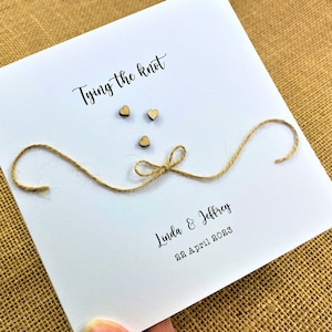 Handmade & Personalised Tying the Knot Wedding Card - White Card - Choice of Envelope - Wedding / Engagement Card