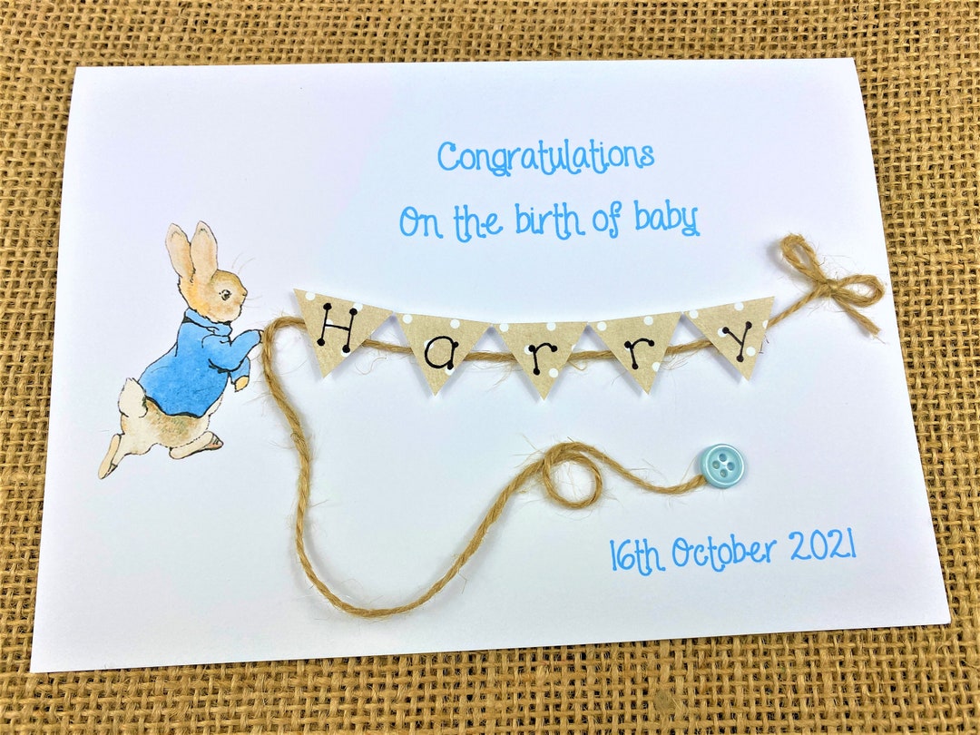 New Baby Card / Birth of Baby - Peter Rabbit or Jemima Puddleduck ...