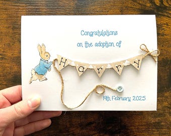 Personalised Peter Rabbit Adoption Card – Handmade Keepsake