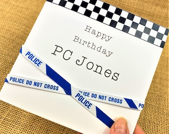 Handmade & Personalised Police PC Birthday Card | Any Name | Police Officer Card | Special Birthday Card | Free UK Postage | UK Seller