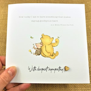 Handmade - Condolence - Sympathy - Sentiment - Bereavement - Winnie the Pooh Classic - 6 x 6 inch Card - Personalised