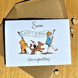 Personalised Winnie the Pooh Birthday Card: Vintage A6 Card