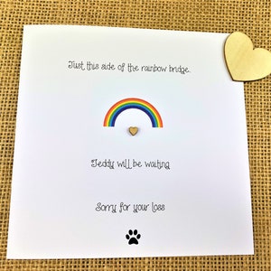 Dog / Pet Bereavement Card - Rainbow Bridge - 6 x 6 inch Handmade Personalised Card